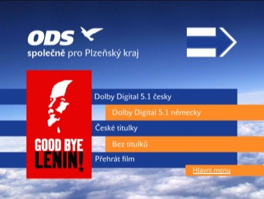 Menu DVD z volební kampaně ODS